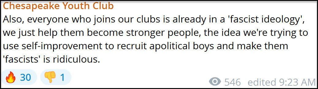 In response to media attention, a DMV-based Youth Club disputed public claims that they are turning youth into fascists, stating, “Everyone who joins our clubs is already in a 'fascist ideology'.